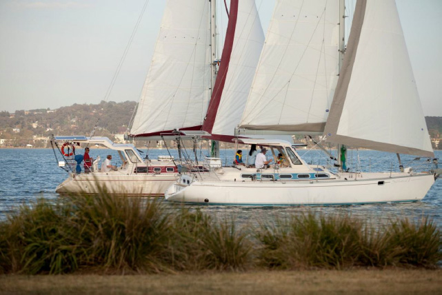 “Southern Belle” and “Sabbatical II” sailing on Lake Macquarie.